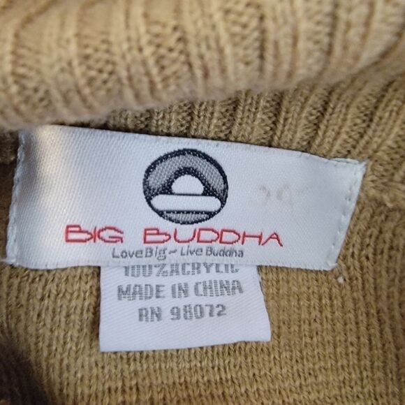 Big Buddah khaki full zip cardigan cape sweater M/L - Picture 6 of 7